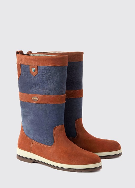 Bottes Galway Dubarry Crosshaven Femme Bleu Marine Marron | 254983HJK