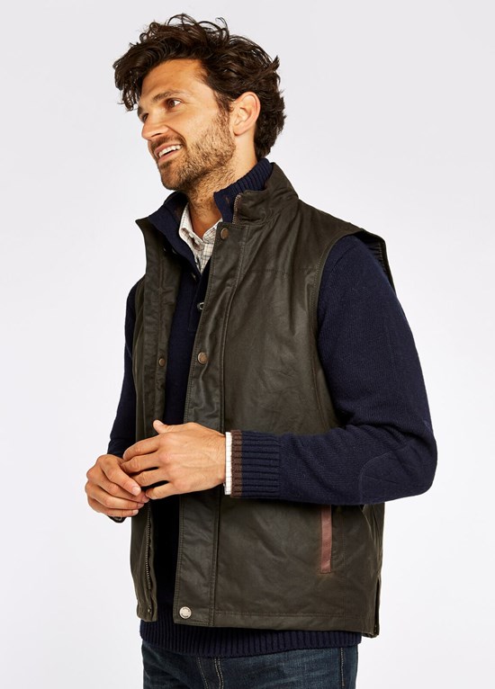 Gilet Dubarry Mayfly Wax Homme Vert Olive | 694387RTM